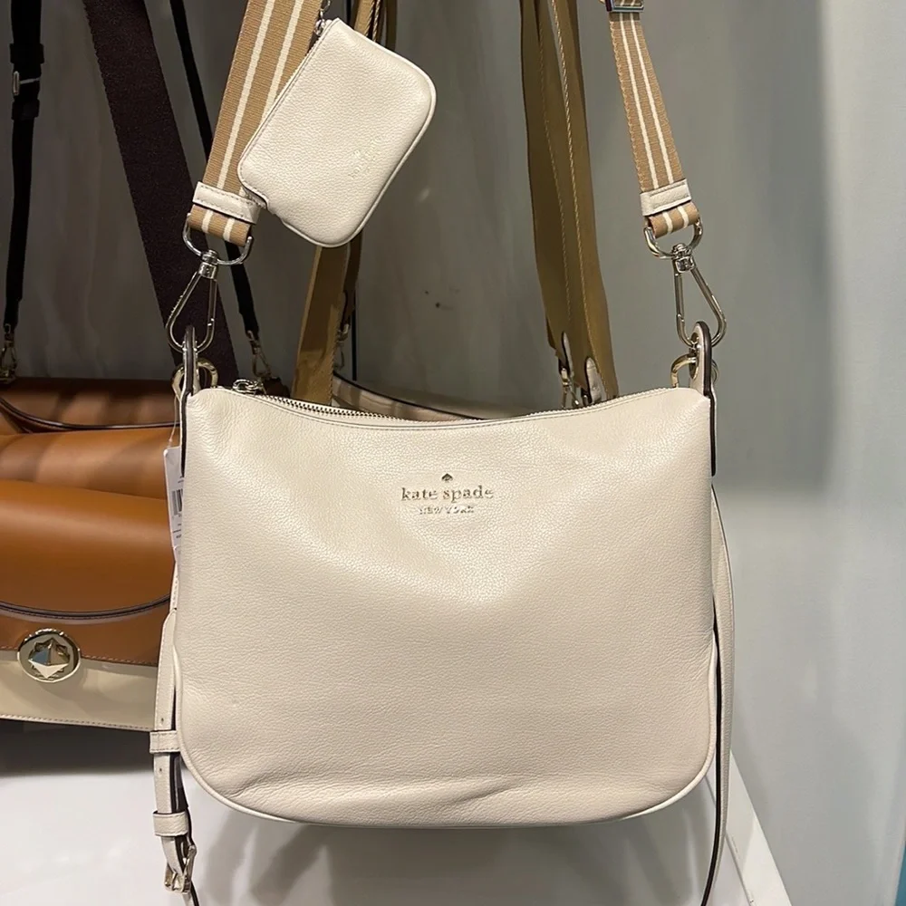 New Kate Spade Rosie Large Crossbody Pebbled Leather Parchment - Picture 14 of 16